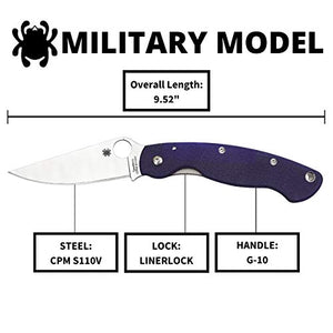 Spyderco Military Model Signature USA-Made Knife with 4" Premium Stainless Steel Blade and Durable G-10 Handle - PlainEdge - C36