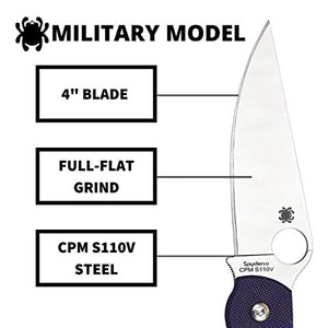 Spyderco Military Model Signature USA-Made Knife with 4" Premium Stainless Steel Blade and Durable G-10 Handle - PlainEdge - C36