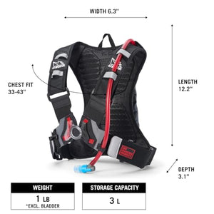 USWE Moto Hydro Hydration Pack - with Water Bladder, a High End, Bounce Free Backpack for Enduro and Off-Road Motorcycle