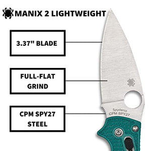 Spyderco Manix 2 Lightweight Signature Knife with 3.37" CTS BD1 Steel Blade and FRCP Handle - PlainEdge - C101