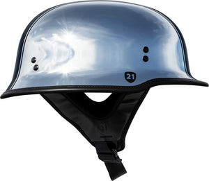 HIGHWAY 21 9-Millimeter German Beanie Helmet, Half Shell Motorcycle Gear, Black Safety Head Cover, Dual D-Ring Chinstrap