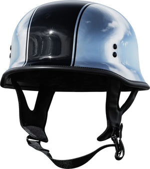 HIGHWAY 21 9-Millimeter German Beanie Helmet, Half Shell Motorcycle Gear, Black Safety Head Cover, Dual D-Ring Chinstrap