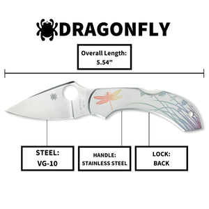 Spyderco Dragonfly Knife - Handle with Full-Flat Grind, VG-10 Steel Blade and Back Lock