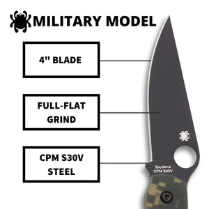 Spyderco Military Model Signature USA-Made Knife with 4" Premium Stainless Steel Blade and Durable G-10 Handle - PlainEdge - C36