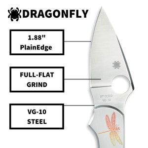 Spyderco Dragonfly Knife - Handle with Full-Flat Grind, VG-10 Steel Blade and Back Lock