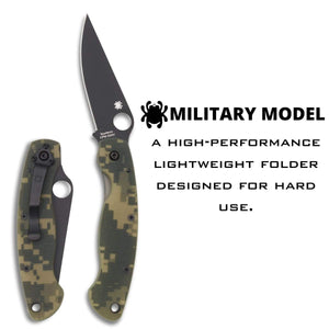 Spyderco Military Model Signature USA-Made Knife with 4" Premium Stainless Steel Blade and Durable G-10 Handle - PlainEdge - C36